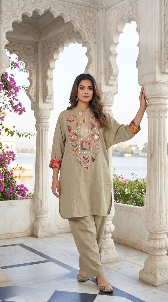 soft-cotton-flex-applique-work-kaftan-style-co-ord-set-brown-1