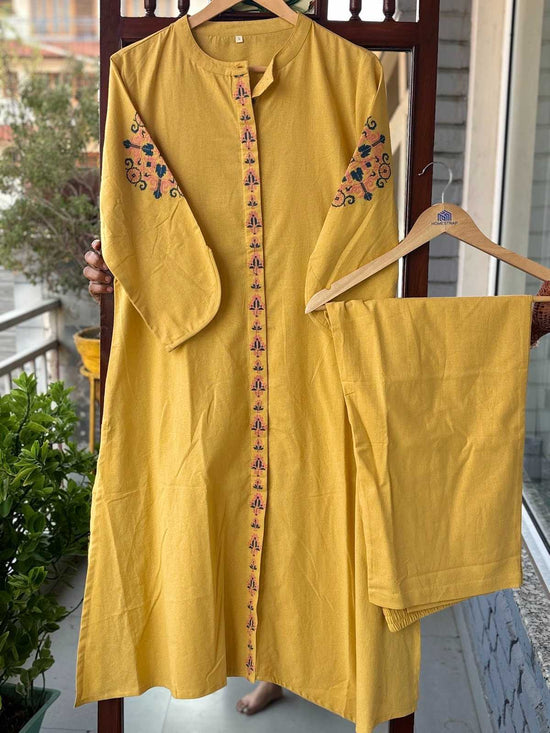 soft-cotton-flex-embroidered-pant-set-dark-yellow-1