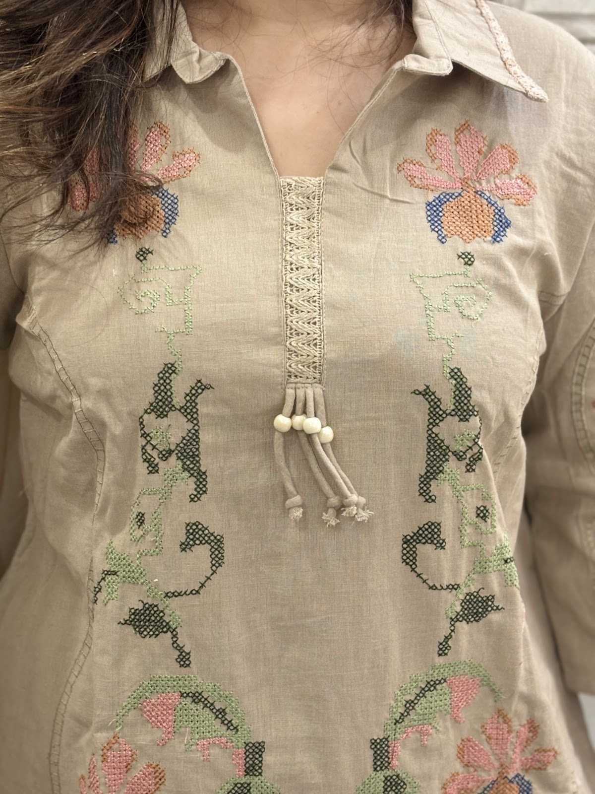soft-cotton-on-flex-cross-stitch-embroidered-suit-set-camel-colour-2
