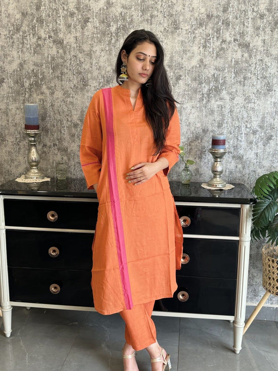 Viscose Silk Pant Set in Orange