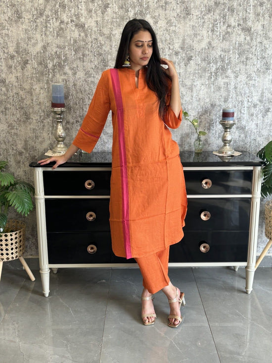 Viscose Silk Pant Set in Orange
